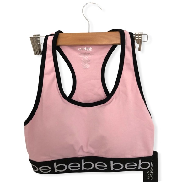 🏃‍♀️bebe sport | Parfait Pink Seamless Racerback Athletic Bra W/ Removable Cups - Picture 2 of 8